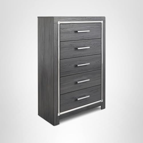 5-Drawer Chest Gray with Chrome Pulls