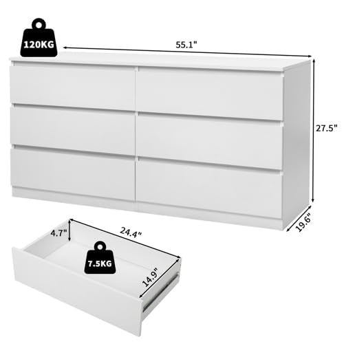 6 Drawer Dresser with Cut-Out Handles