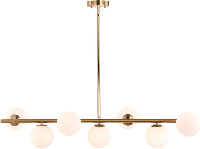 7-Light Globe Chandelier with White Glass Shade