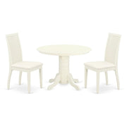 3 Piece Round Dining Set with Pedestal Table and Linen Chairs