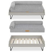 Wooden Elevated Dog Bed with Water Resistant Mattress - Small to Medium