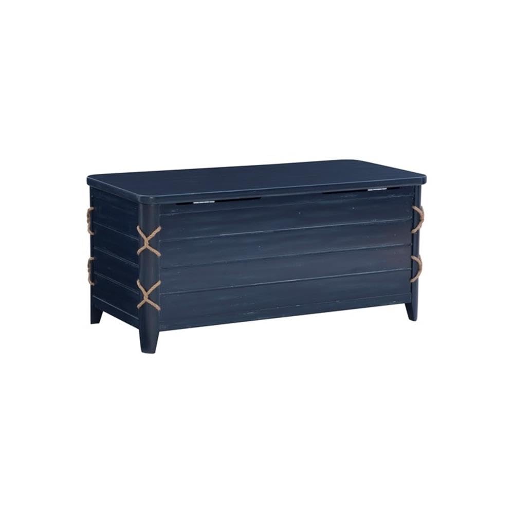 Modern Wood Rope Cedar Lined Storage Chest in Blue