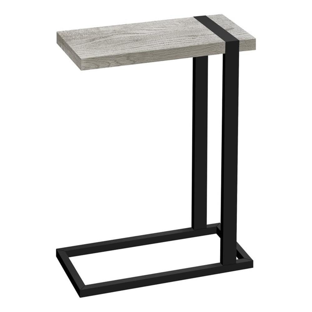 C-Shaped Accent Table - Grey & Black Metal Frame with Laminate Top