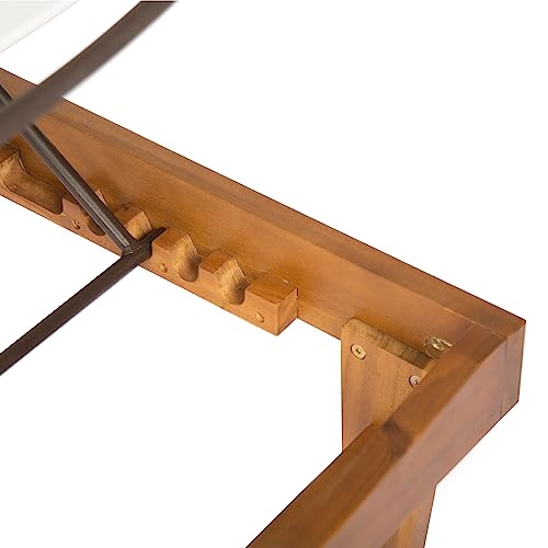 Outdoor Mesh Chaise Lounge with Acacia Wood Frame