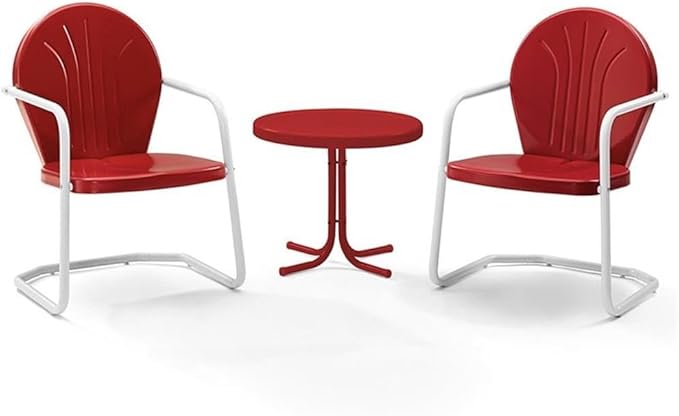 3-Piece Metal Outdoor Bistro Set with Chairs and Side Table