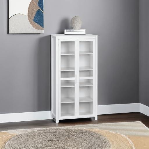 Kitchen Pantry Cabinet with Glass Doors
