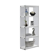 4 Shelf Tempered Glass Bookcase in Glossy White