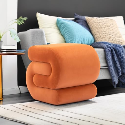 Velvet S-Shaped Vanity Stool Ottoman Footrest