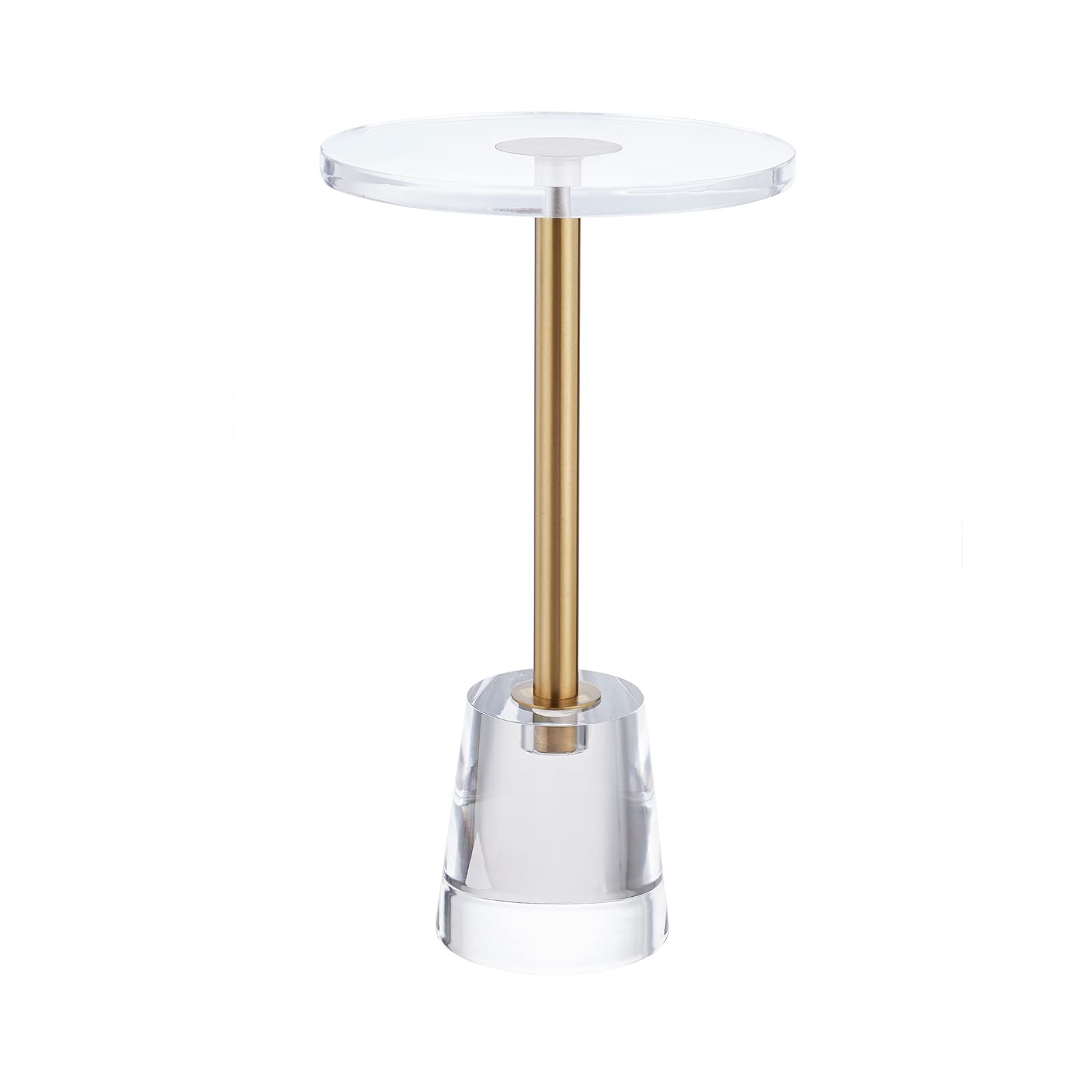 Acrylic Side Table with Gold Post - Clear Round End Table