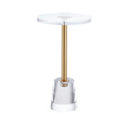 Acrylic Side Table with Gold Post - Clear Round End Table