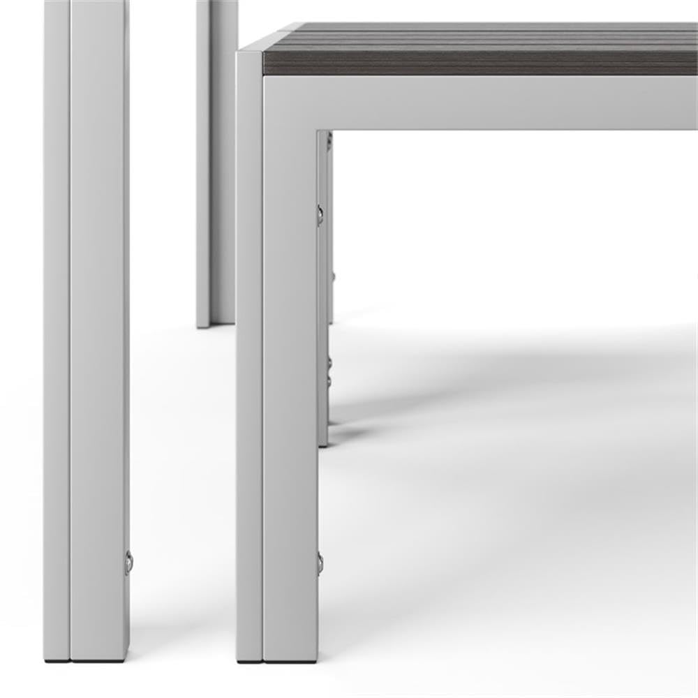 Flats & Castles Luca 3-Piece Modern Aluminum Outdoor Bistro Set in Silver