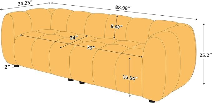 88" Oversized Boucle Sofa Modern Tufted Cloud Couch