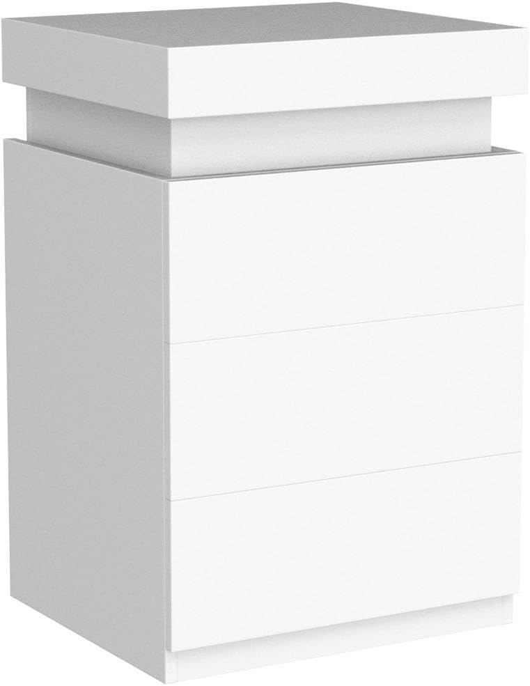 LED Nightstand with Charging Station and Sliding Top