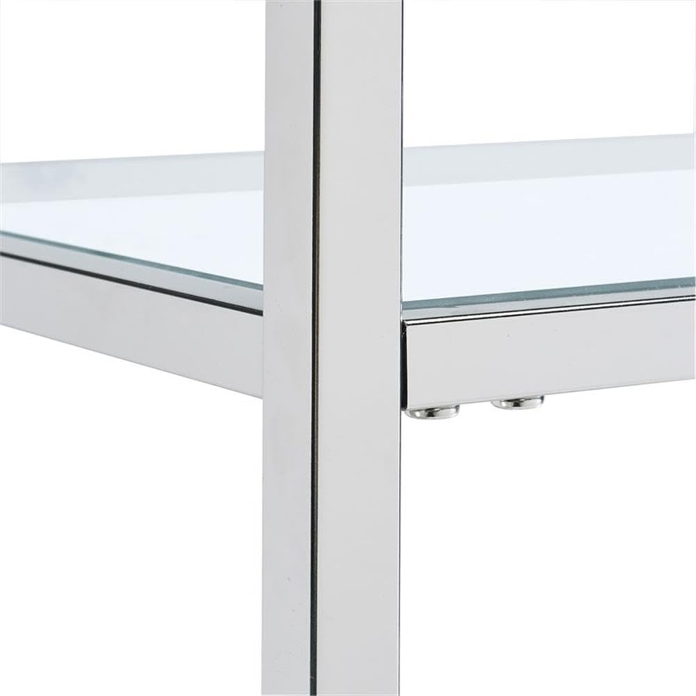 Contemporary Clear Tempered Glass Serving Bar Cart