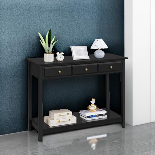 Console Table with 3 Drawers and Storage Shelf