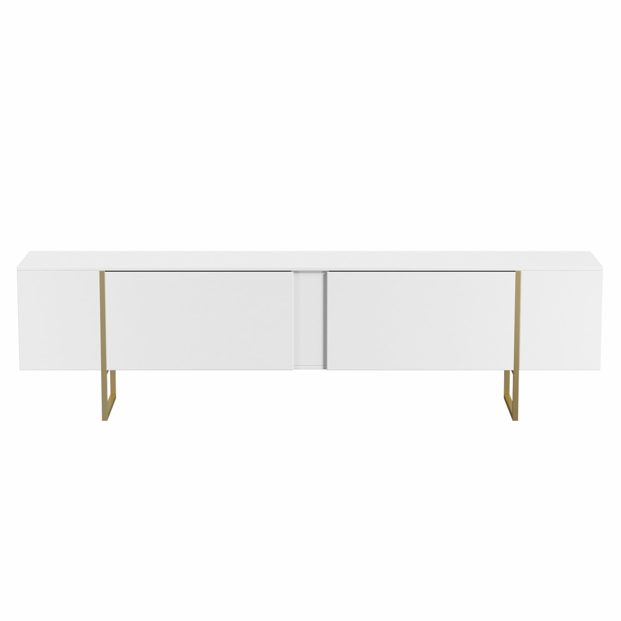 TV Stand with Gold Legs and Storage Doors