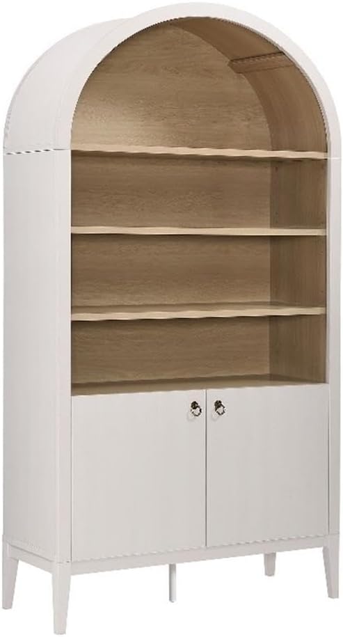 Tall Arched Storage Display Cabinet - 74 Inch Bookshelf
