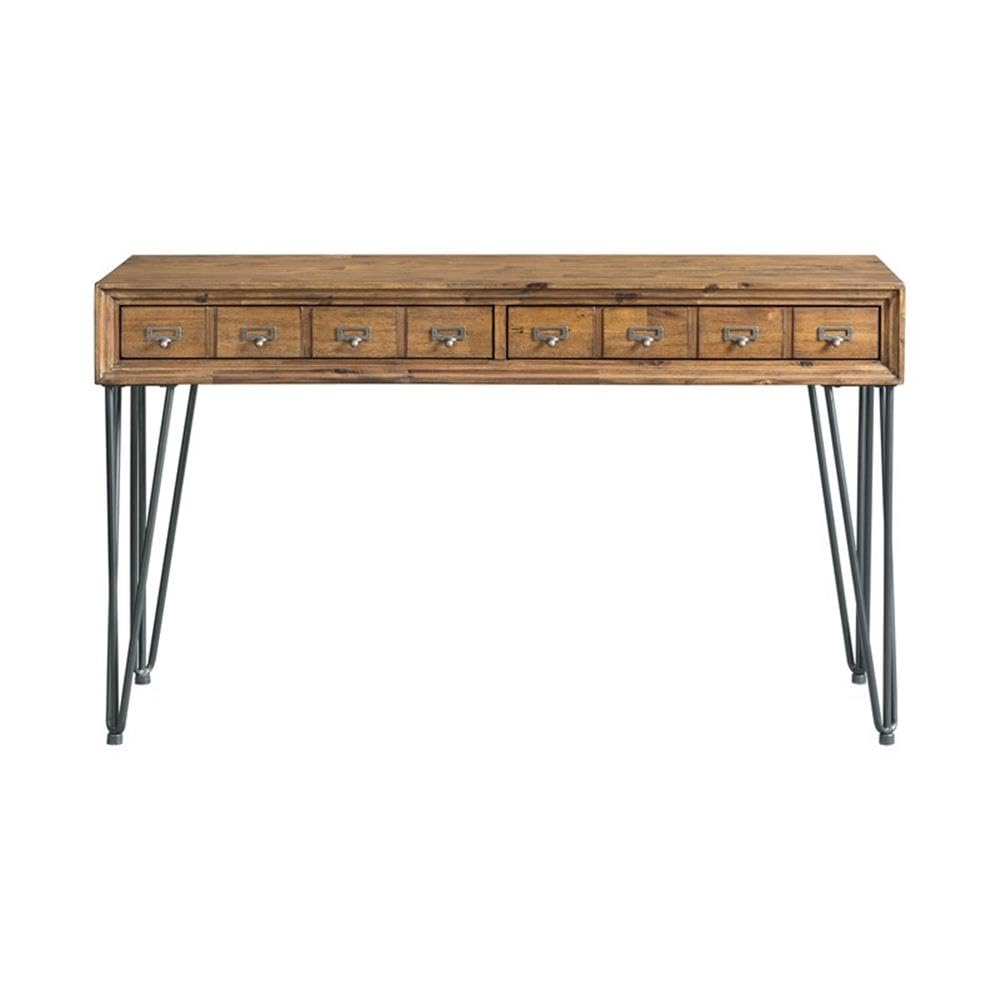 Modern 2-Drawer Console Table Light Walnut Finish