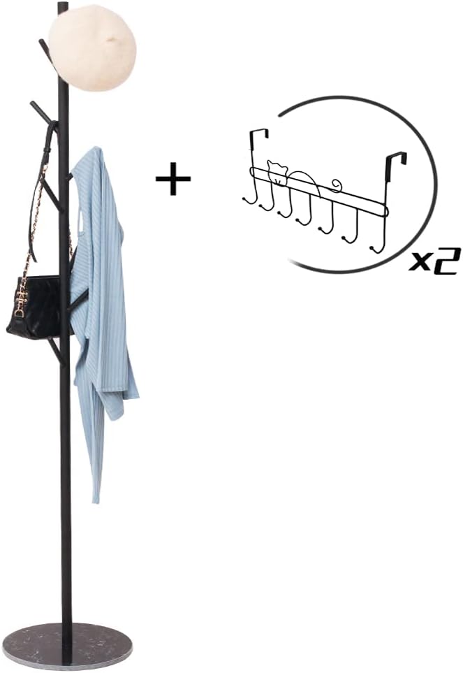 Metal Coat Rack Freestanding with Marble Base