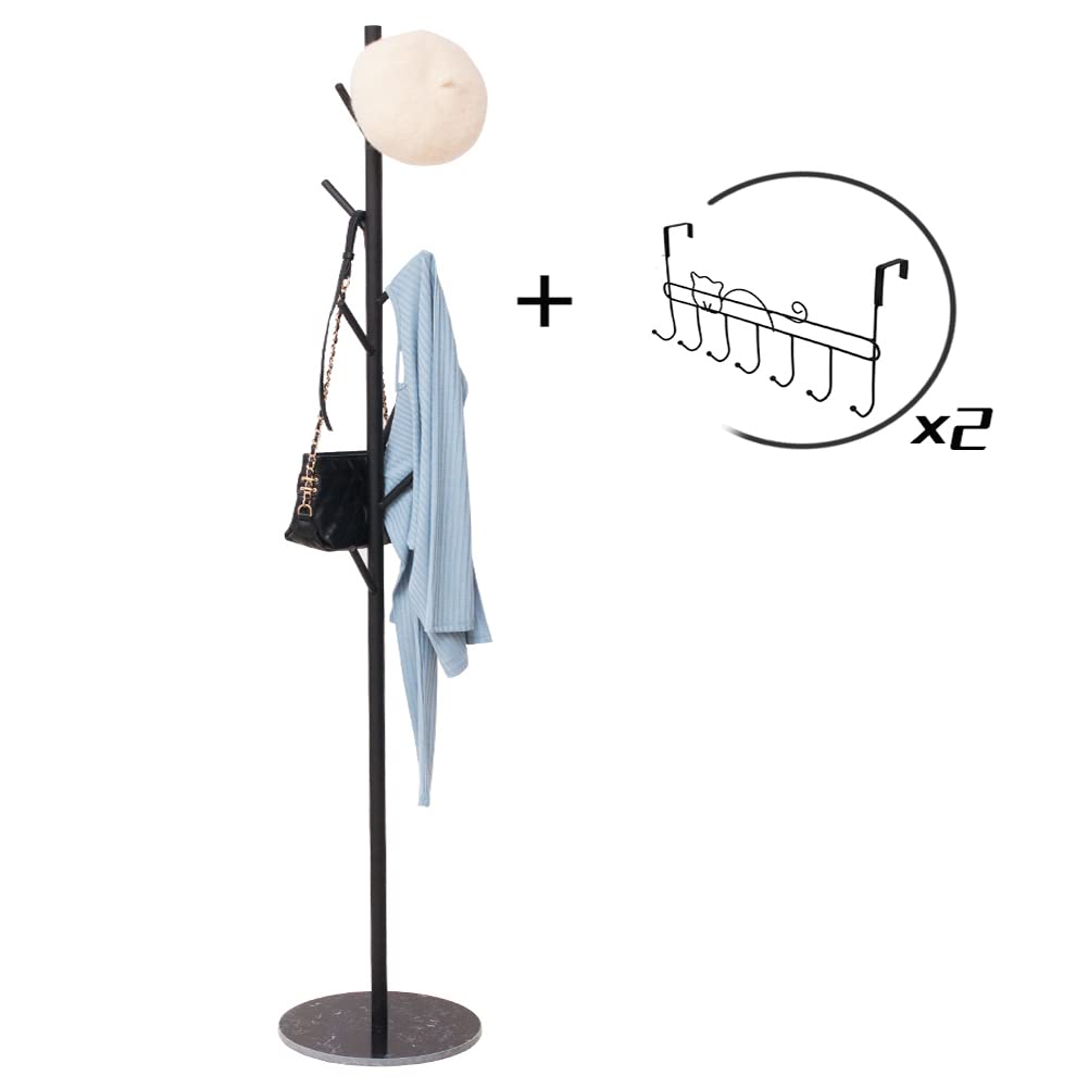 Metal Coat Rack Freestanding with Marble Base