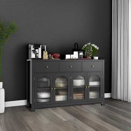 55" Black Buffet Cabinet with Storage