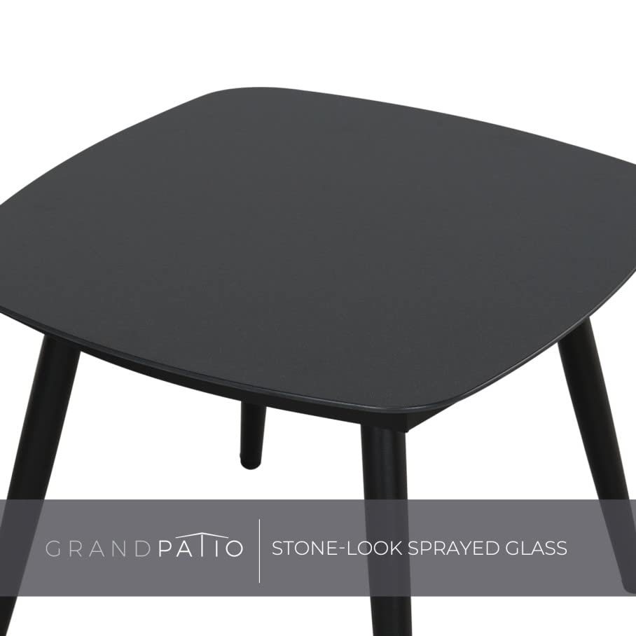 Outdoor Bistro Set 3 Pieces Leather-Look Wicker Patio Chairs with Side Table