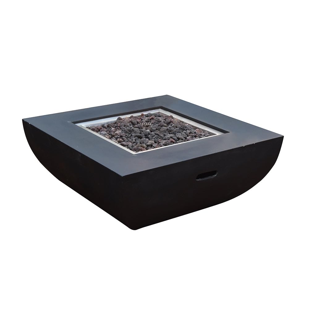 Concrete Fire Pit 34" x 34" Outdoor Patio with Lava Rocks