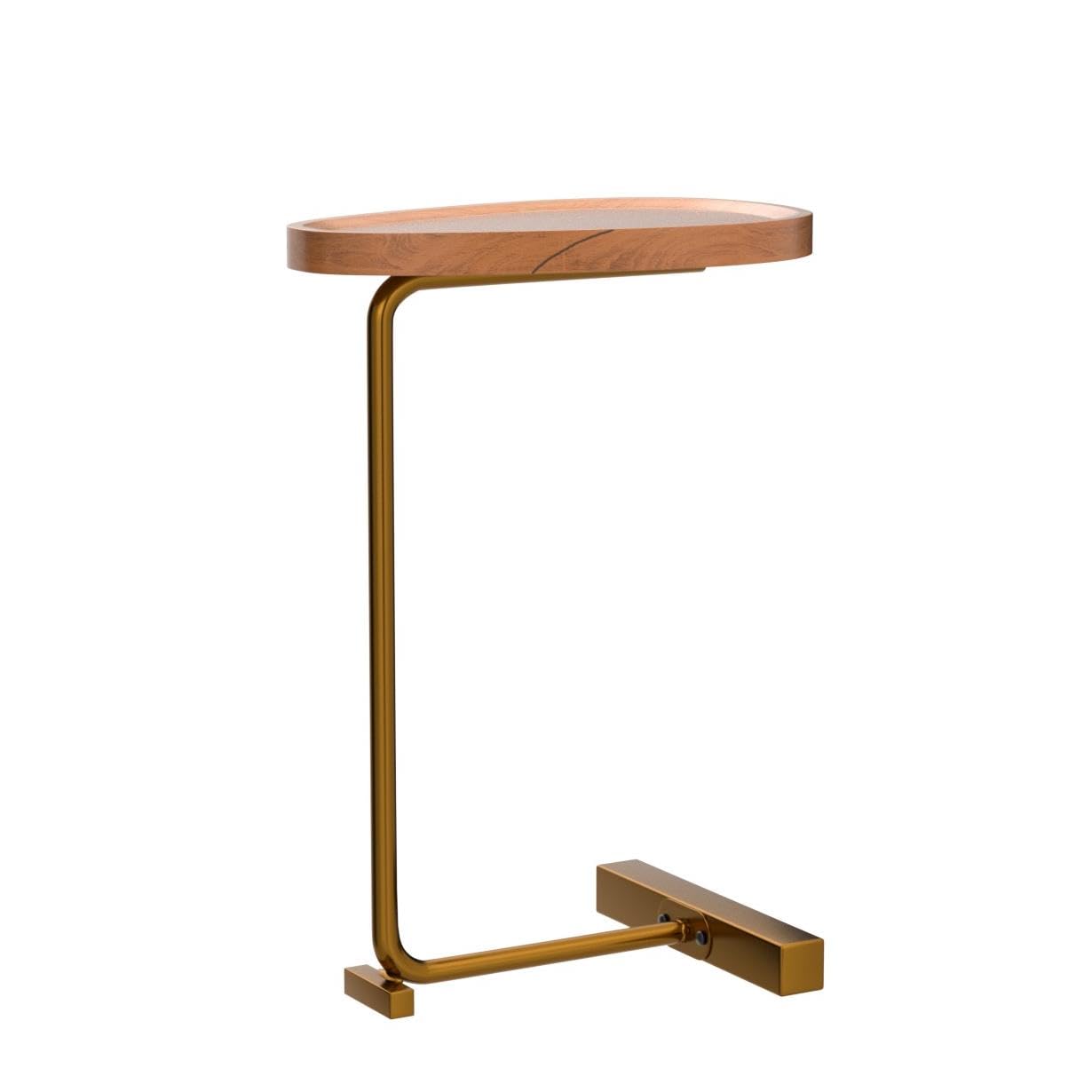 Small C-Shaped Side End Table with Round Top