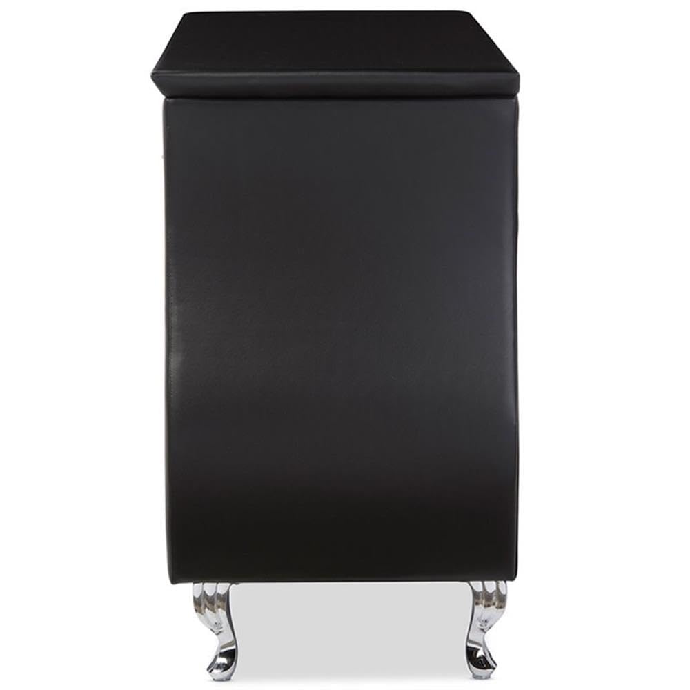 6-Drawer Faux Leather Dresser Black