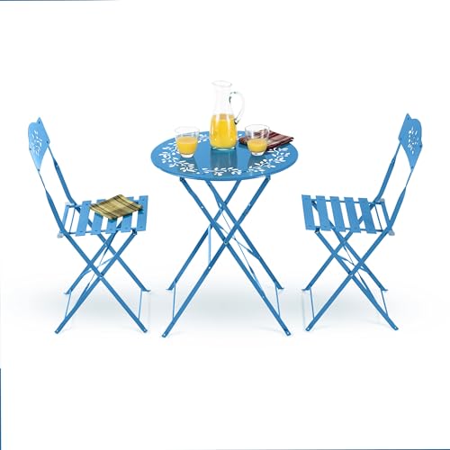 3-Piece Folding Bistro Set with Table and 2 Chairs