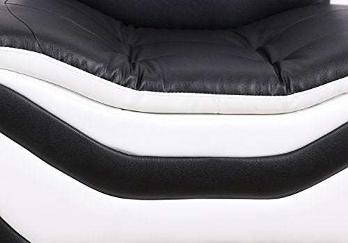 3-Piece Modern Sofa Set with Tufted Back - Black and White Faux Leather