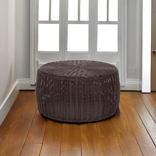 Handwoven Resin Storage Stool Ottoman