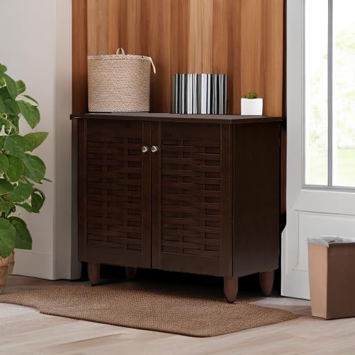 2-Door Shoe Storage Cabinet Dark Brown