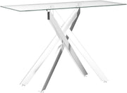 Console Table with Tempered Glass Top and Metal Legs