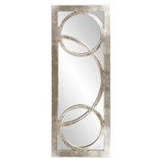 Dynasty Rectangular Wall Mirror with Circular Overlay Silver Leaf Finish