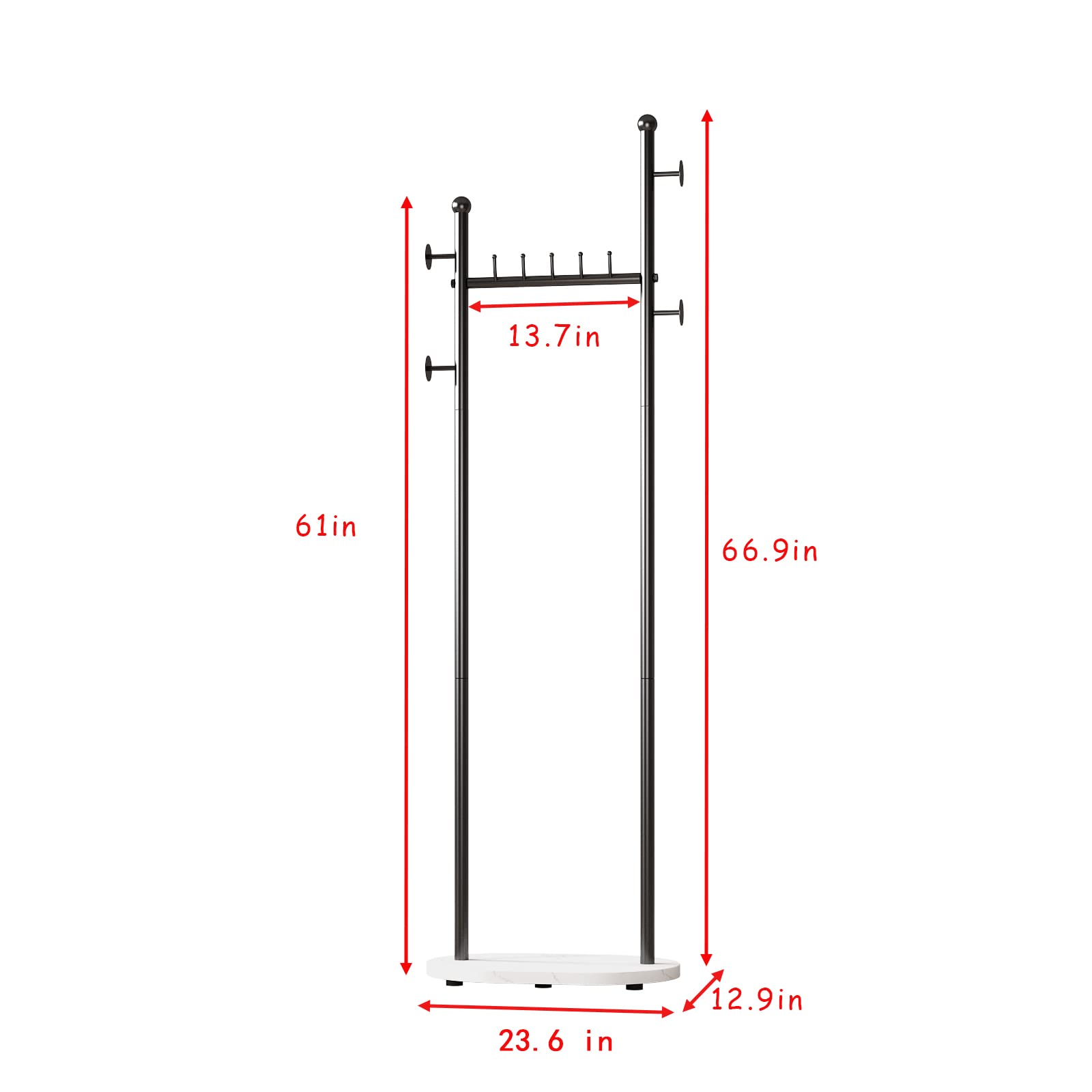 Black Clothing Rack with Shelves and Marble Base