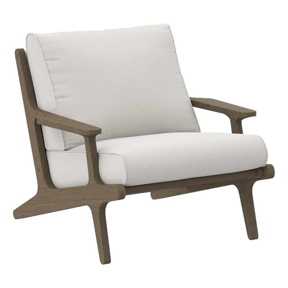 Saratoga Teak Outdoor Lounge Chair - Weathered Gray White