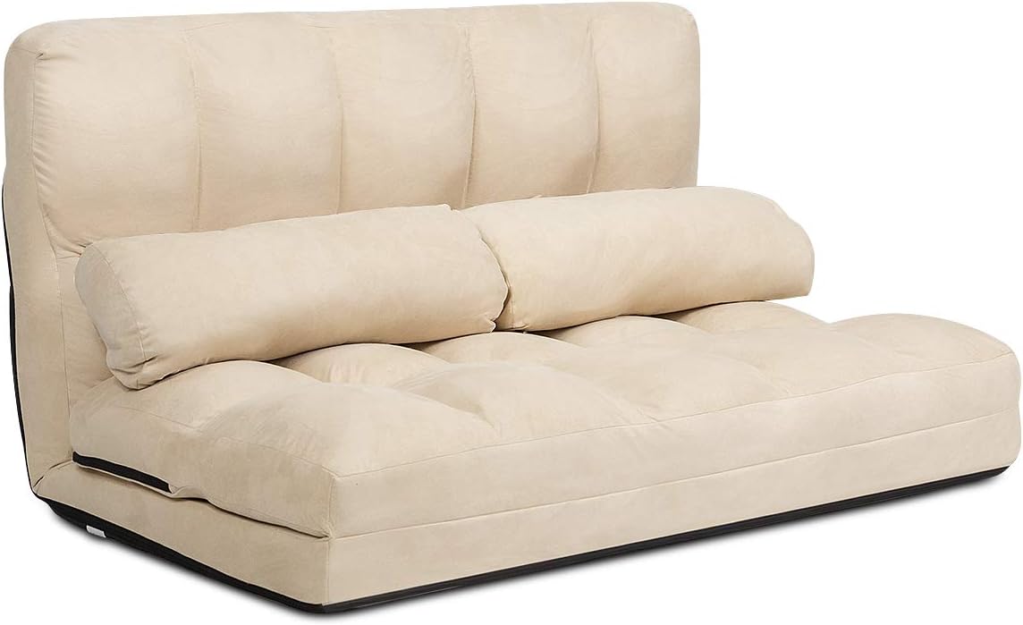 6-Position Adjustable Floor Sofa with Removable Pillows