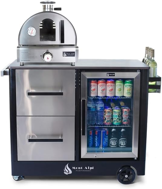 48-Inch Outdoor Kitchen Island Cart with Refrigerator