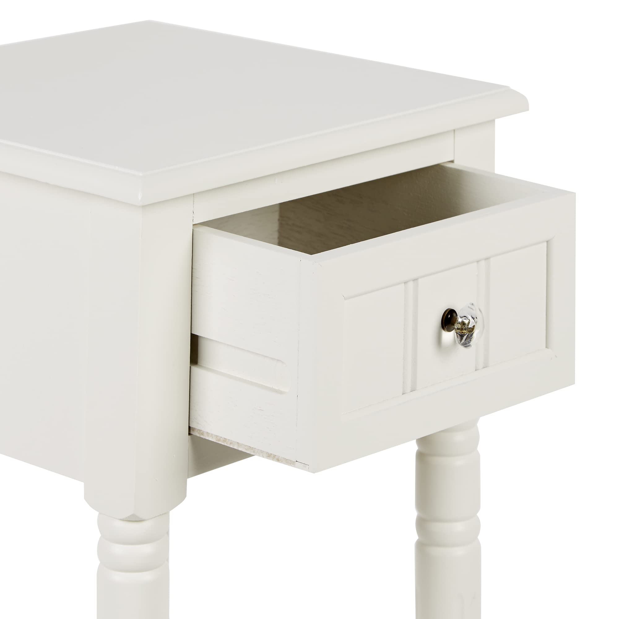 White Traditional Accent Table with Drawer