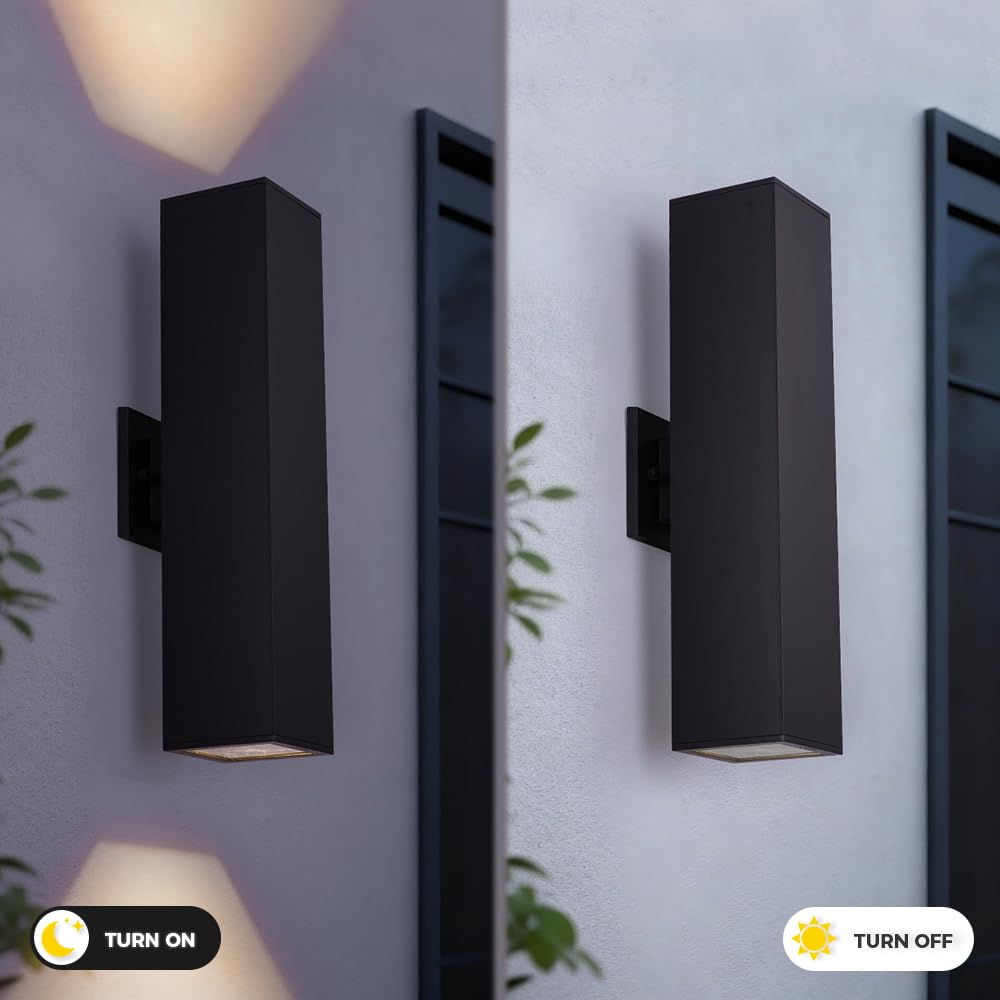 Modern Outdoor Wall Light 18" Black Aluminum