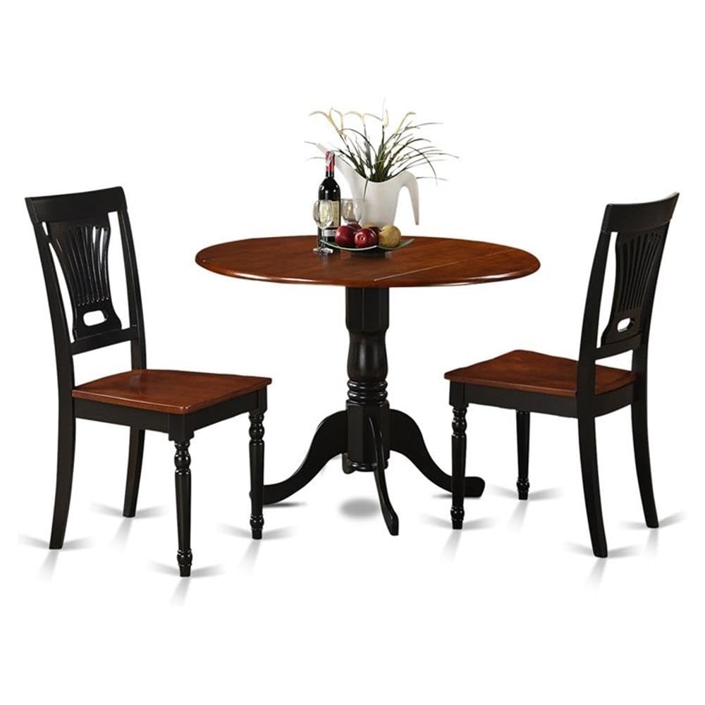 3-Piece Round Dining Table Set with Drop Leaf