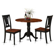 3-Piece Round Dining Table Set with Drop Leaf
