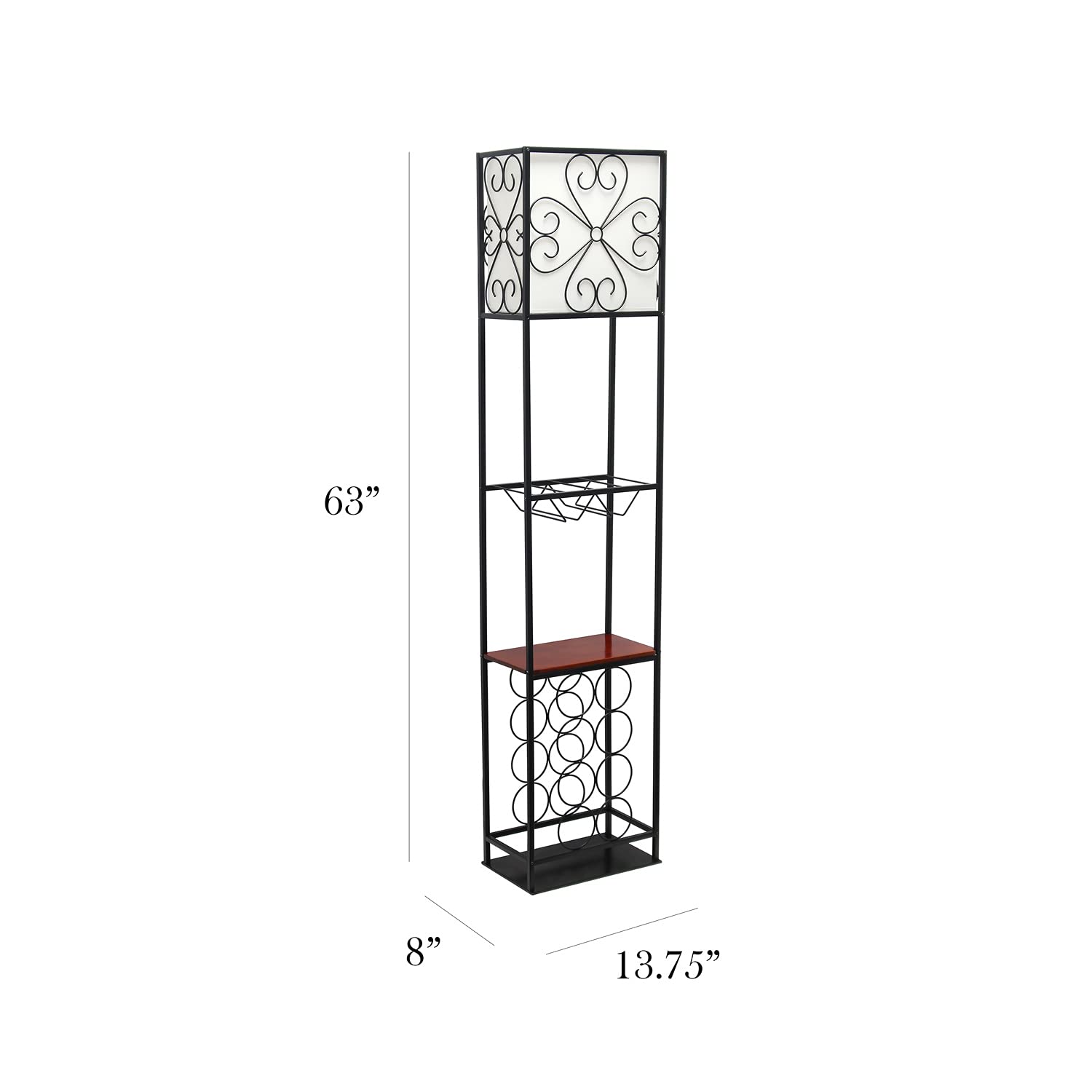 Floor Lamp with Wine Rack and Storage Shelf