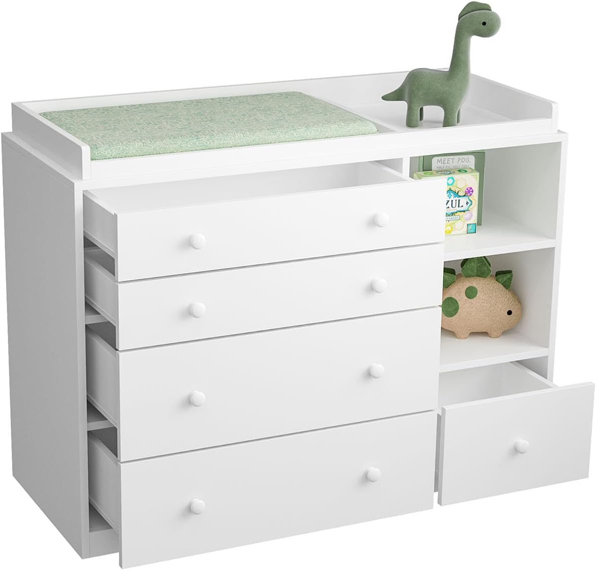 Baby Changing Table Dresser with 5 Drawers