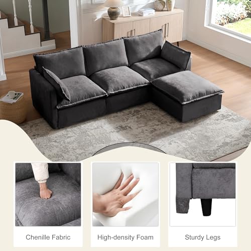 Modular L-Shaped Sectional Sofa with 4 Seats