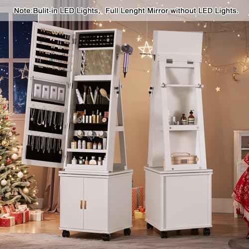 Jewelry Cabinet Standing Full Length Mirror with LED Lights