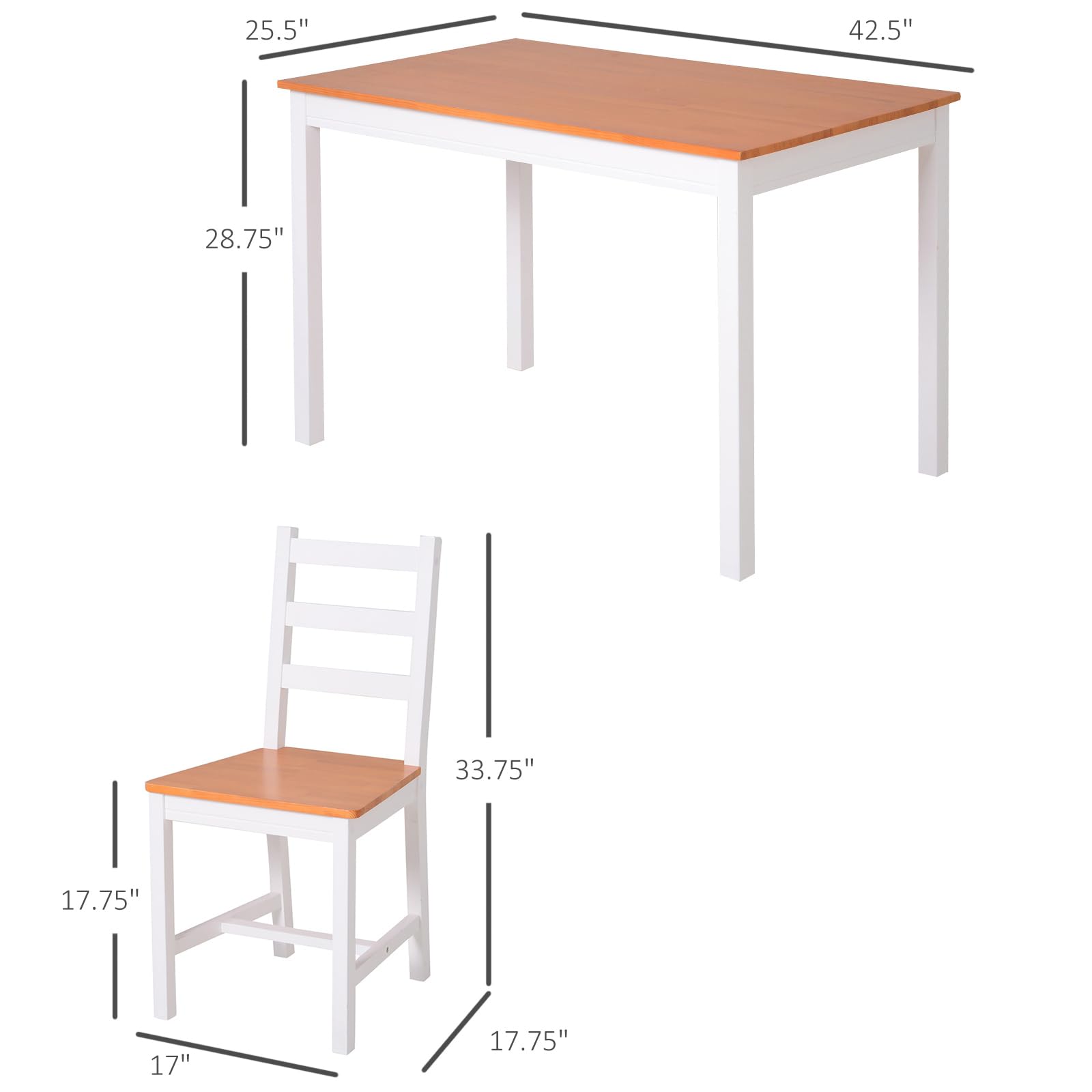 5 Piece Dining Table Set for 4 with Chairs