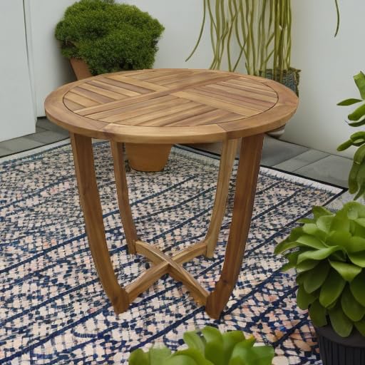 Carina Accent Round Table - Teak Finish