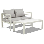 2-Piece Outdoor Patio Furniture Aluminum Loveseat and Coffee Table Set